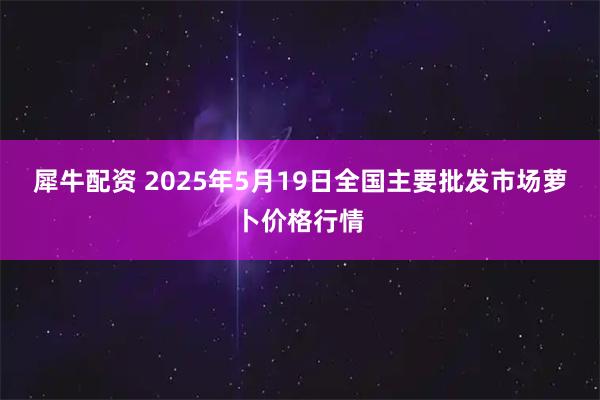 犀牛配资 2025年5月19日全国主要批发市场萝卜价格行情