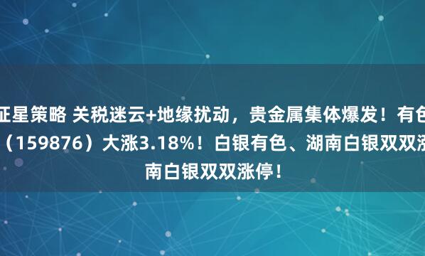 证星策略 关税迷云+地缘扰动，贵金属集体爆发！有色ETF（159876）大涨3.18%！白银有色、湖南白银双双涨停！