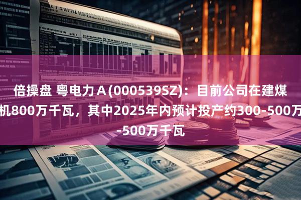 倍操盘 粤电力Ａ(000539SZ)：目前公司在建煤电装机800万千瓦，其中2025年内预计投产约300-500万千瓦